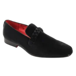 After Midnight Collection - Black Velvet Braided Strap Slip-On Loafer