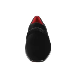 After Midnight Collection - Black Velvet Braided Strap Slip-On Loafer