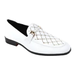 After Midnight Collection - White Velvet Crystal Studded Design Slip-On Loafer