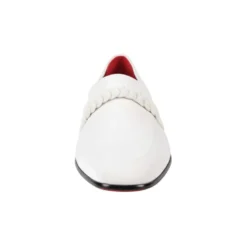 After Midnight Collection - White Velvet Braided Strap Slip-On Loafer