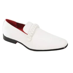 After Midnight Collection - White Velvet Braided Strap Slip-On Loafer
