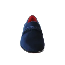 After Midnight Collection - Navy Velvet Braided Strap Slip-On Loafer