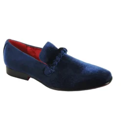 After Midnight Collection - Navy Velvet Braided Strap Slip-On Loafer