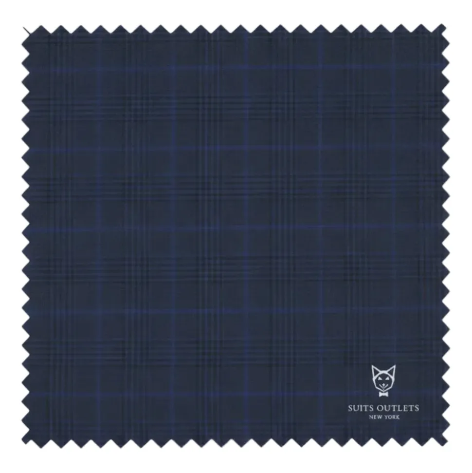 Alexander Collection - Regular Fit Navy Glen Plaid Double Breasted 2-Piece Suit