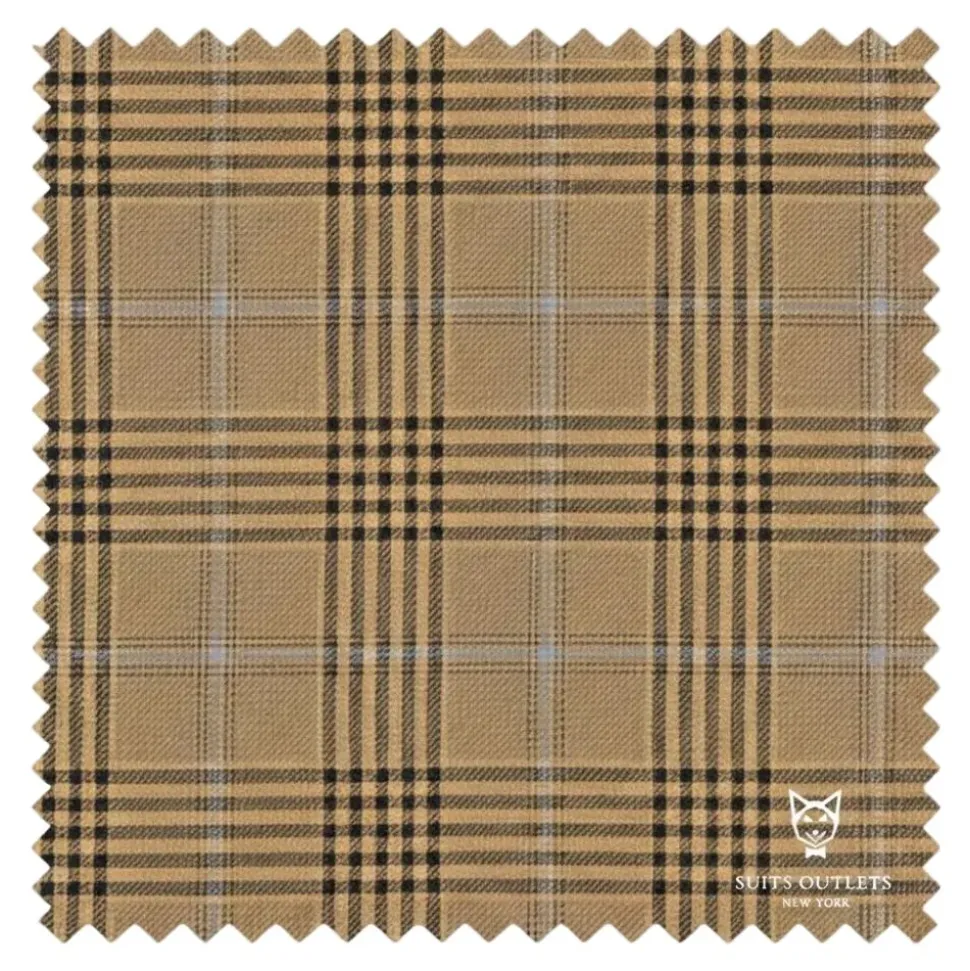 Alexander Collection - Regular Fit Mocha Glen Plaid Double Breasted 2-Piece Suit