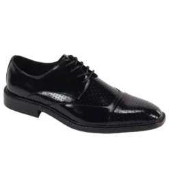 Alford Collection - Black Perforated Cap-Toe Dress Shoe