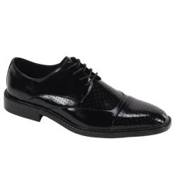 Alford Collection - Black Perforated Cap-Toe Dress Shoe