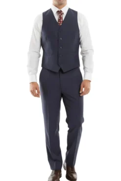 Arezzo Collection - 100% Wool Suit Modern Fit Italian Style 3 Piece in Navy