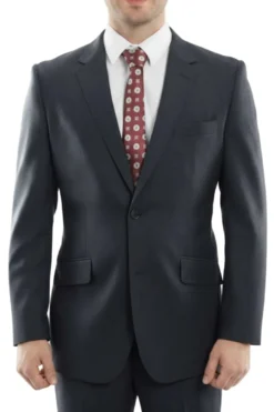 Arezzo Collection - 100% Wool Suit Modern Fit Italian Style 2 Piece in Navy