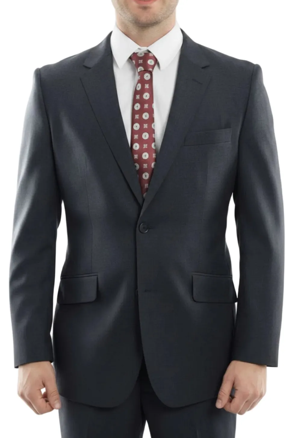 Arezzo Collection - 100% Wool Suit Modern Fit Italian Style 2 Piece in Navy
