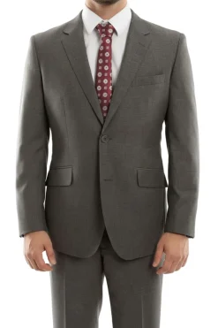 Arezzo Collection - 100% Wool Suit Modern Fit Italian Style 2 Piece in Dark Gray