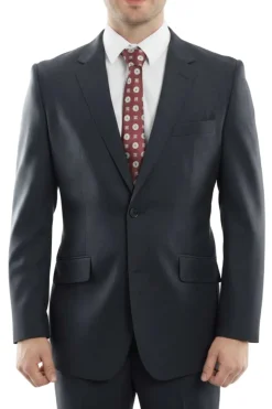 Arezzo Collection - 100% Wool Suit Modern Fit Italian Style 2 Piece in Navy