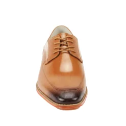 Asher Collection - Tan Embossed Leather Moc-Toe Dress Shoe