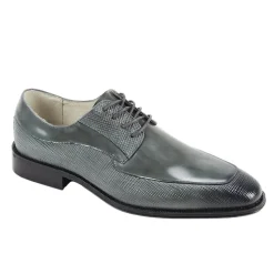 Asher Collection - Gray Embossed Leather Moc-Toe Dress Shoe