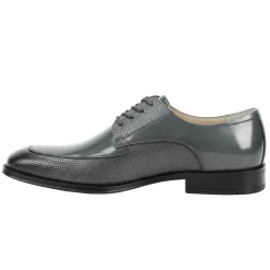 Asher Collection - Gray Embossed Leather Moc-Toe Dress Shoe