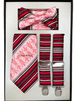 Auburn Men's Accessory Box Bow Tie, Necktie, Pocket Square, Suspender 4 Piece Set