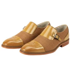 Avon Collection - Leather Cap-Toe Buckle Dress Shoes - Scotch/Tan