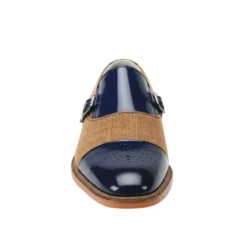 Avon Collection - Leather Cap-Toe Buckle Dress Shoes - Cobalt/Tan