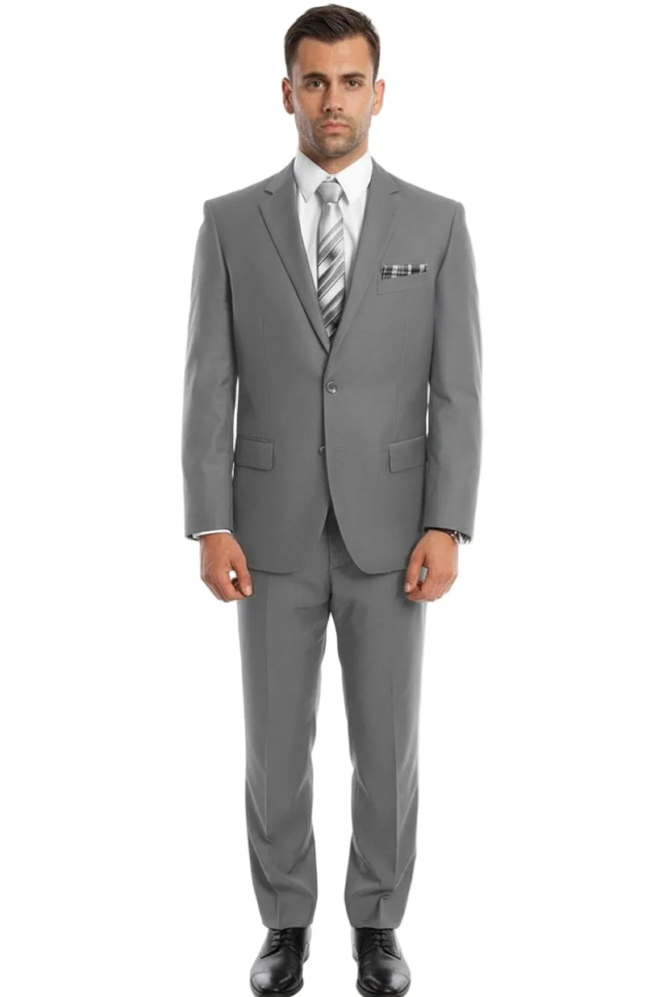 Bacchus Collection - Modern Fit Suit 2 Button 2 Piece in Light Gray