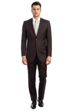 Bacchus Collection - Modern Fit Suit 2 Button 2 Piece in Chocolate