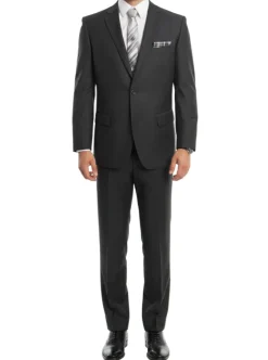 Bacchus Collection - Modern Fit Suit 2 Button 2 Piece in Dark Gray