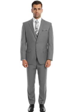 Bacchus Collection - Modern Fit Suit 2 Button 2 Piece in Light Gray