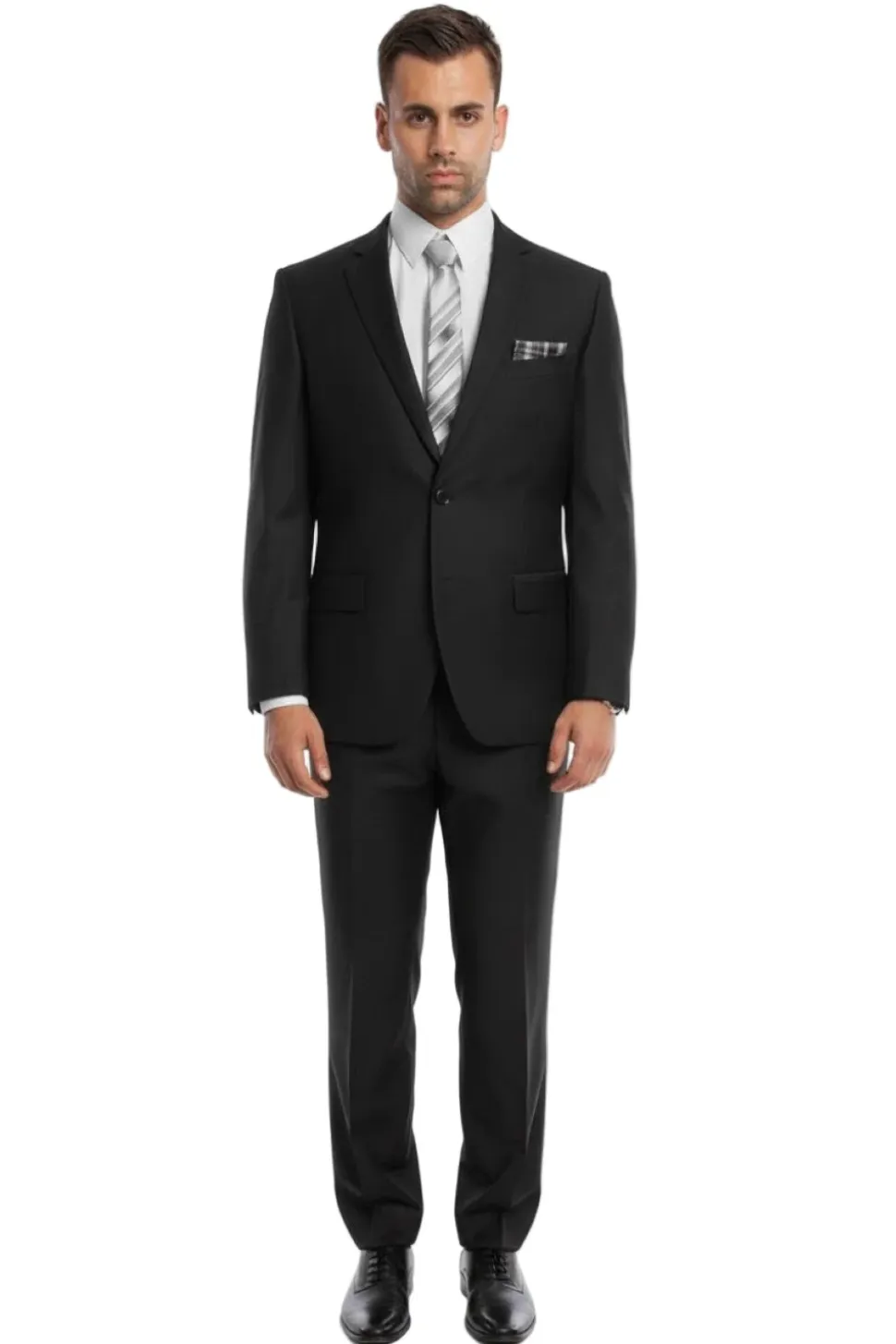 Bacchus Collection - Modern Fit Suit 2 Button 2 Piece in Black