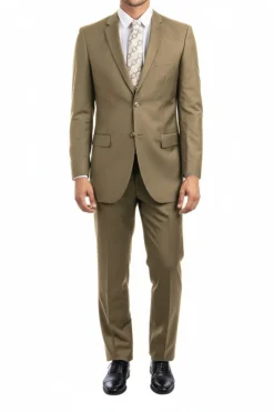 Bacchus Collection - Modern Fit Suit 2 Button 2 Piece in Dark Taupe