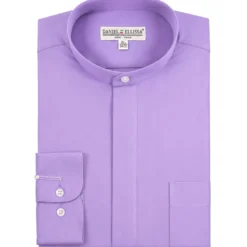 Basic Banded Convertible Cuff Collar Dress Shirt in Lavender