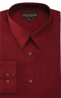 Basic Dress Shirt Convertible Cuff Regular Fit in Burgundy