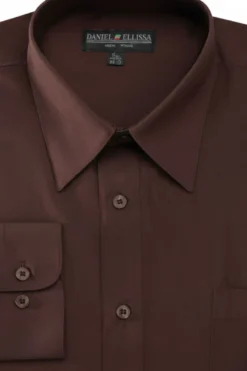 Basic Dress Shirt Convertible Cuff Regular Fit in Dark Brown