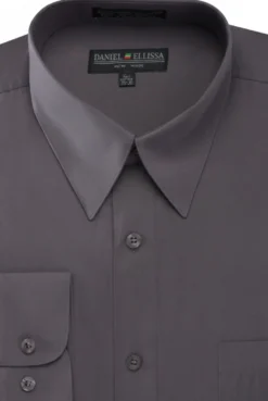 Basic Dress Shirt Convertible Cuff Regular Fit in Charcoal