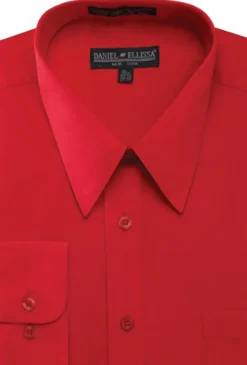 Basic Dress Shirt Convertible Cuff Regular Fit in Red