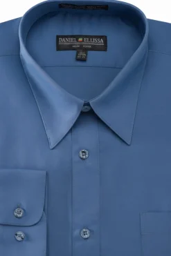 Basic Dress Shirt Convertible Cuff Regular Fit in Denim Blue