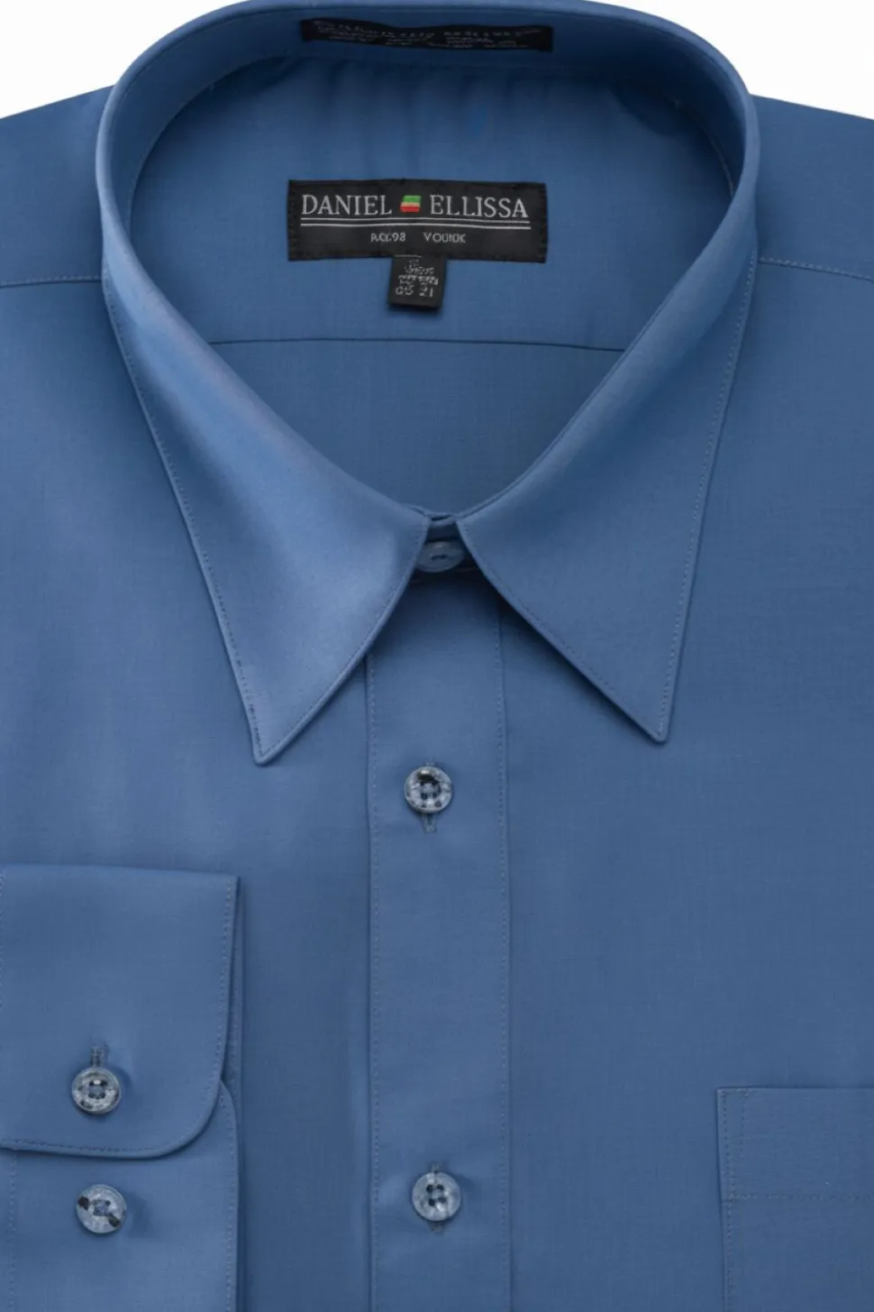 Basic Dress Shirt Convertible Cuff Regular Fit in Denim Blue