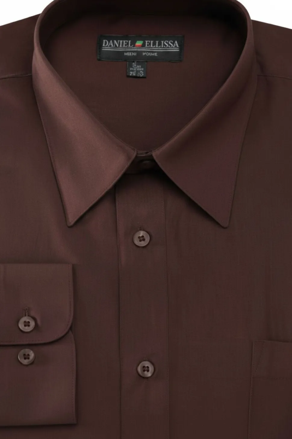 Basic Dress Shirt Convertible Cuff Regular Fit in Dark Brown