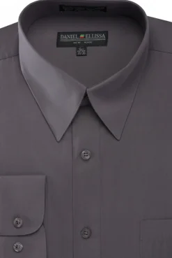 Basic Dress Shirt Convertible Cuff Regular Fit in Charcoal