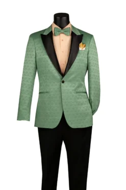 Basil Textured Jacquard Peak Lapel Tuxedo Blazer