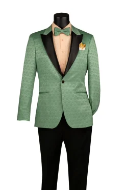 Basil Textured Jacquard Peak Lapel Tuxedo Blazer