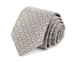 Beige Geometric Medallion Pattern Tie