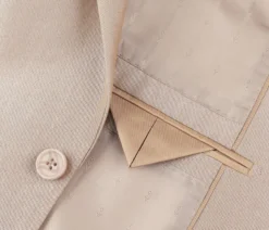 Beige Regular Fit Sharkskin Italian Styled 2 Piece Suit