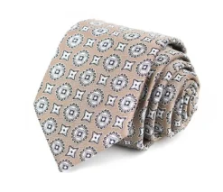 Beige Geometric Medallion Pattern Tie