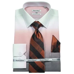 Beige Multi Color Printed Dress Shirt Set with Convertible Cuff