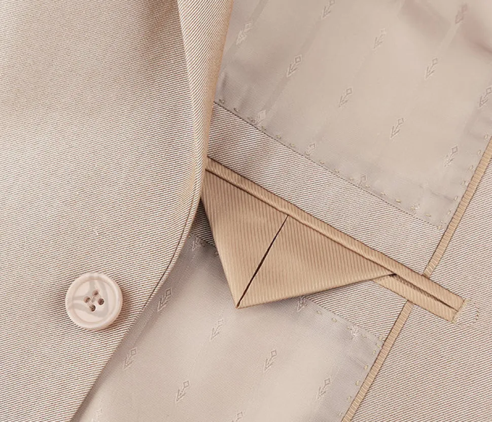 Beige Regular Fit Sharkskin Italian Styled 2 Piece Suit
