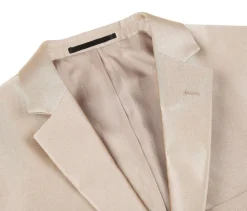Beige Regular Fit Sharkskin Italian Styled 2 Piece Suit