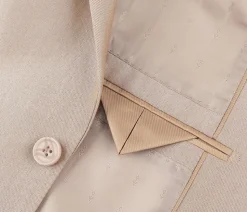 Beige Slim Fit Sharkskin Italian Styled 2 Piece Suit