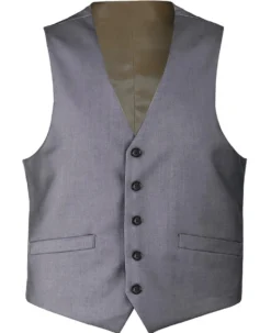 Bevagna Collection - Wool Suit Dress Vest 5 Buttons Regular Fit In Gray