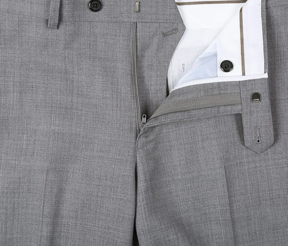 Bevagna Collection - Light Gray 100% Virgin Wool Regular Fit Pick Stitched 2 Piece Suit