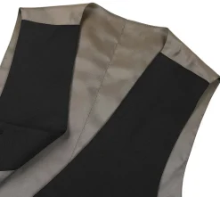 Bevagna Collection - Wool Suit Dress Vest 5 Buttons Regular Fit In Black