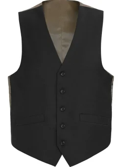 Bevagna Collection - Wool Suit Dress Vest 5 Buttons Regular Fit In Black